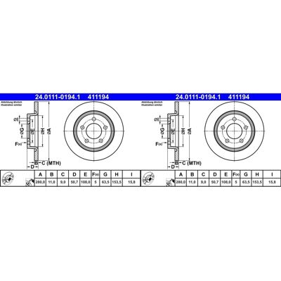 2x Ate Bremsscheiben 280mm Voll Hinten Passend Für Ford Tourneo Transit 24.011: Bremsscheibe A.b.s.: 18900 Abakus: 23104285 Ate: 24011101941 Blue Prin 2x Ate Bremsscheiben 280mm Voll Hinten Passend Für Ford Tourneo Transit 24.011: Bremsscheibe A.b.s.: 18900 Abakus: 23104285 Ate: 24011101941 Blue Prin