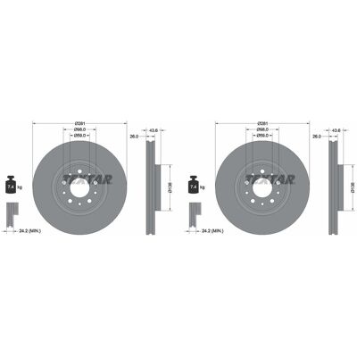2x Textar Pro Bremsscheiben 281mm Innenbelüftet Vorne Passend Für Fiat Tipo 92: Bremsscheibe A.b.s.: 18585 Bosch: 0986479j45 Brembo: 09c64521 Delphi: 2x Textar Pro Bremsscheiben 281mm Innenbelüftet Vorne Passend Für Fiat Tipo 92: Bremsscheibe A.b.s.: 18585 Bosch: 0986479j45 Brembo: 09c64521 Delphi:
