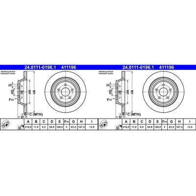 2x Ate 316mm Bremsscheiben Hinten Passend Für Ford Kuga Ford Usa Edge 24.0111-: Bremsscheibe A.b.s.: 18482 Ate: 24011101961 Blue Print: Adf124375 Blue 2x Ate 316mm Bremsscheiben Hinten Passend Für Ford Kuga Ford Usa Edge 24.0111-: Bremsscheibe A.b.s.: 18482 Ate: 24011101961 Blue Print: Adf124375 Blue