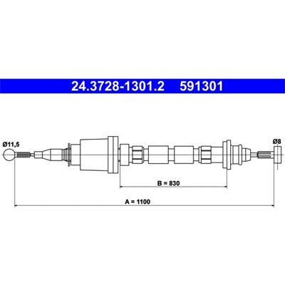 Ate Volvo Kupplungsseil - 1100mm - OEM 6814279, 271915, 272365 Ate Volvo Kupplungsseil - 1100mm - OEM 6814279, 271915, 272365