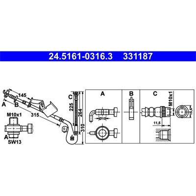 ATE 24.5161-0316.3 Flexibler Bremsschlauch - Bremssystem-Teil ATE 24.5161-0316.3 Flexibler Bremsschlauch - Bremssystem-Teil