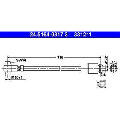 ATE 24.5164-0317.3 Flexibler Bremsschlauch - Ford Mondeo ATE 24.5164-0317.3 Flexibler Bremsschlauch - Ford Mondeo