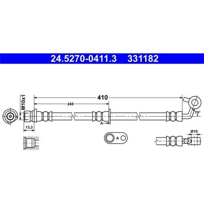 Ate Bremsleitung - Honda CR-V - 410mm Länge, M10x1 Innengewinde Ate Bremsleitung - Honda CR-V - 410mm Länge, M10x1 Innengewinde