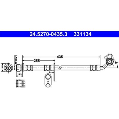 Ate Bremsschlauch - Honda CR-V - 435mm, M10x1, Blau Ate Bremsschlauch - Honda CR-V - 435mm, M10x1, Blau