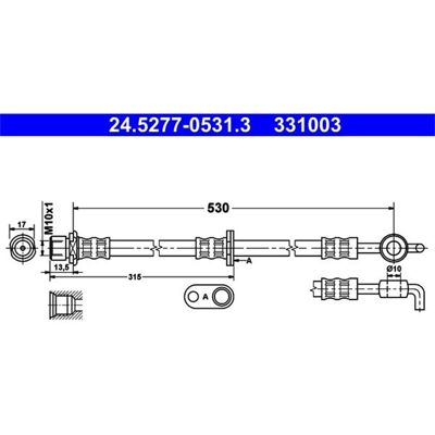 ATE 24.5277-0531.3 - Bremsschlauch für Toyota Yaris - Vorne Links ATE 24.5277-0531.3 - Bremsschlauch für Toyota Yaris - Vorne Links