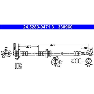 Nissan Bremsschlauch - M10x1, 470mm, ohne Schraube Nissan Bremsschlauch - M10x1, 470mm, ohne Schraube