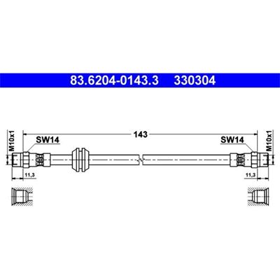 Ate Bremsschlauch 83.6204-0143.3 - Bremsschlauch Ate Bremsschlauch 83.6204-0143.3 - Bremsschlauch