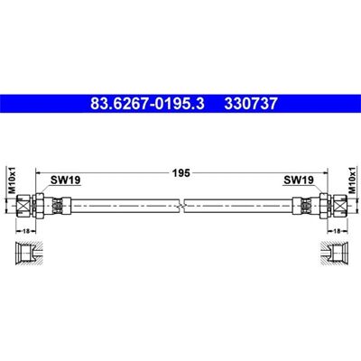ATE - 83.6267-0195.3 - 195mm - M10x1 - Bremsschlauch ATE - 83.6267-0195.3 - 195mm - M10x1 - Bremsschlauch