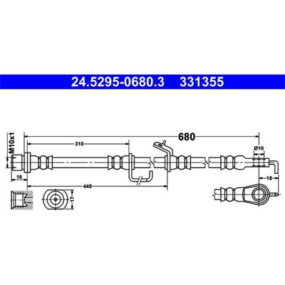 Toyota RAV4 Bremsschlauch - 680mm M10x1 Toyota RAV4 Bremsschlauch - 680mm M10x1