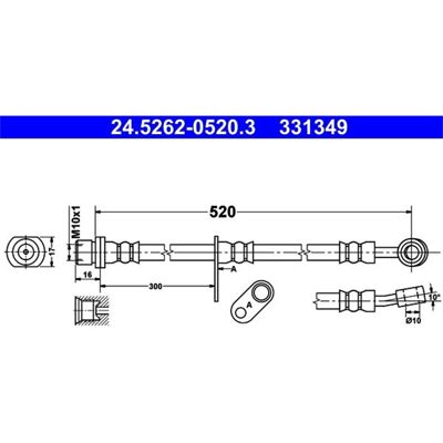 Ate Bremsschlauch - M10x1, 520mm, Für Daihatsu Ate Bremsschlauch - M10x1, 520mm, Für Daihatsu