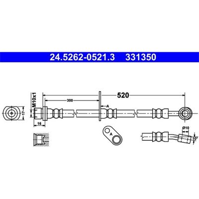 Daihatsu Bremsenschlauch - M10x1, 520mm, OEM 90049-22283-000 Daihatsu Bremsenschlauch - M10x1, 520mm, OEM 90049-22283-000