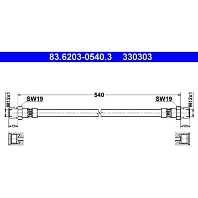 ATE Modell 83.6203-0540.3 Bremsenschlauch - M12x1, 19mm, 2 Jahre Garantie ATE Modell 83.6203-0540.3 Bremsenschlauch - M12x1, 19mm, 2 Jahre Garantie