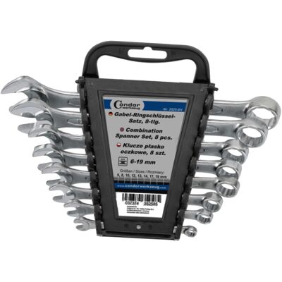 Condor Gabel-ring-schlüssel Satz 8-teilig Ring-maulschlüssel S/w 6-19 Mm: Condor Gabel-ring-schlüssel Satz 8-teilig Ring-maulschlüssel S/w 6-19 Mm: