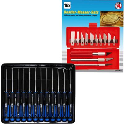 BGS technic KG Bgs Feinst-schrauben-zieher & Haken-satz 12-tlg Skalpell Bastelmesser-set 16-tlg: BGS technic KG Bgs Feinst-schrauben-zieher & Haken-satz 12-tlg Skalpell Bastelmesser-set 16-tlg: