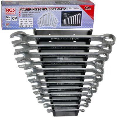 BGS technic KG Bgs Maul-ring-schrauben-schlüssel Satz Sae 12 Tlg. Zoll-werkzeug Mit Wand-halter: BGS technic KG Bgs Maul-ring-schrauben-schlüssel Satz Sae 12 Tlg. Zoll-werkzeug Mit Wand-halter: