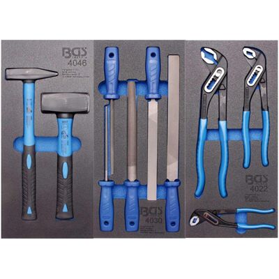 BGS technic KG 3x Bgs Werkstattwagen-einlage 1/3 Rohr-zange Schlosser-hammer Feilen-set 10-tlg.: BGS technic KG 3x Bgs Werkstattwagen-einlage 1/3 Rohr-zange Schlosser-hammer Feilen-set 10-tlg.: