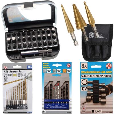 BGS technic KG 61tlg. Akkuschrauber-set Hss Bit-& Stufen-bohrer Bit-nüsse Bgs Bit-satz Uvm.: BGS technic KG 61tlg. Akkuschrauber-set Hss Bit-& Stufen-bohrer Bit-nüsse Bgs Bit-satz Uvm.: