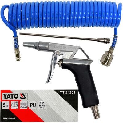 Yato Druckluft Spiralschlauch + Ausblaspistole Fix-kupplung Druckluftschlauch 5m: Yato Yt-24201 Yt-2373 Yato Druckluft Spiralschlauch + Ausblaspistole Fix-kupplung Druckluftschlauch 5m: Yato Yt-24201 Yt-2373