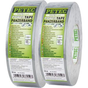 2x 50m Petec Powertape Silber Uni Gewebe-band Klebeband Panzertape Gaffa Tape: 2x 50m Petec Powertape Silber Uni Gewebe-band Klebeband Panzertape Gaffa Tape: