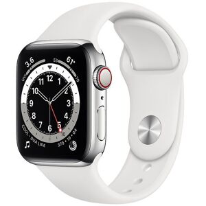Apple Watch Series 6 Edelstahl 44 mm (2020) silber Sportarmband weiß