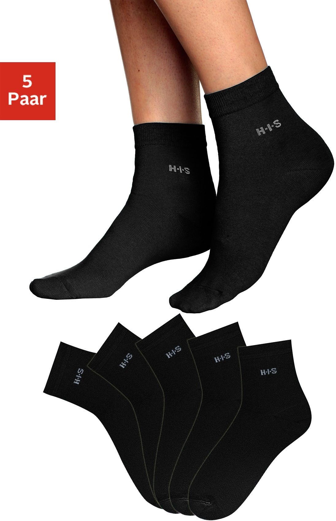 H.I.S Kurzsocken, (5 Paar), mit Bündchen über dem Knöchel schwarz