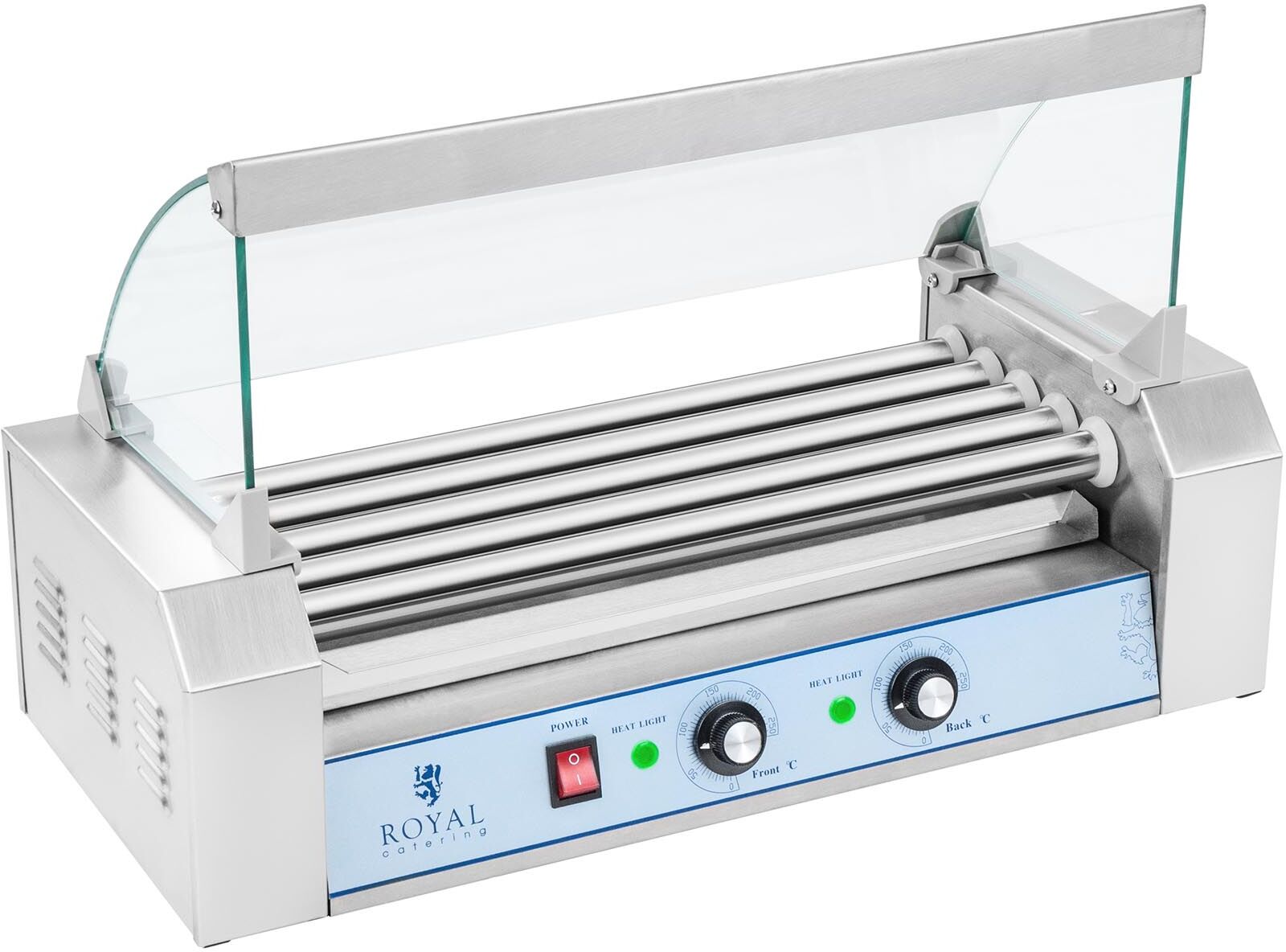 Royal Catering Hot Dog Grill - 5 Rollen - Edelstahl