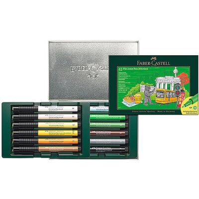 FABER-CASTELL Tuschestift Set 12tlg. Pitt Artist Pen Berlin dunkelgrün B FABER-CASTELL Tuschestift Set 12tlg. Pitt Artist Pen Berlin dunkelgrün B