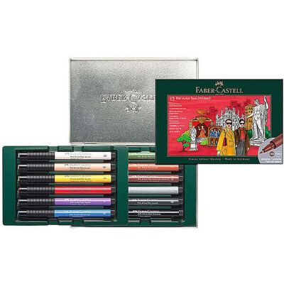 FABER-CASTELL Tuschestift Set 12tlg. Pitt Artist Pen Milan dunkelgrün B FABER-CASTELL Tuschestift Set 12tlg. Pitt Artist Pen Milan dunkelgrün B