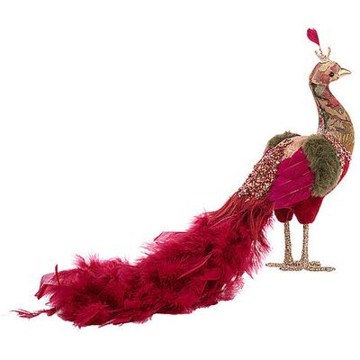 GOODWILL Dekofigur Banquet Peacock 52cm red/ pink/green rot B GOODWILL Dekofigur Banquet Peacock 52cm red/ pink/green rot B
