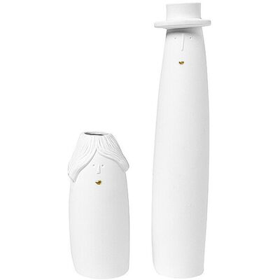 Raeder Opa Oma Vasen Set - Familienbande - 2er - 5x24cm - Weiss Raeder Opa Oma Vasen Set - Familienbande - 2er - 5x24cm - Weiss