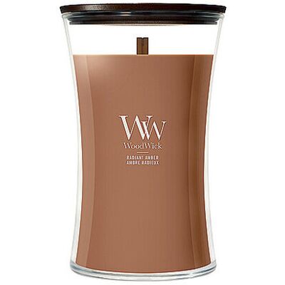 WOODWICK Sanduhr-Kerze 610g Knisterdocht Large Radiant Amber camel B WOODWICK Sanduhr-Kerze 610g Knisterdocht Large Radiant Amber camel B