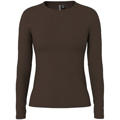 PIECES Langarmshirt PCRUKA braun S W PIECES Langarmshirt PCRUKA braun S W