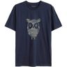 Knowledge Cotton Apparel T-Shirt Big Owl Colour Print Blau S