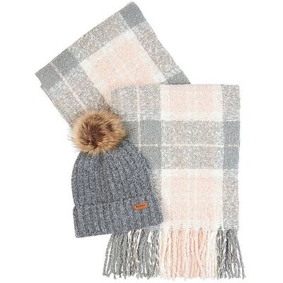 BARBOUR Geschenkset Beanie und Schal SALTBURN grau W BARBOUR Geschenkset Beanie und Schal SALTBURN grau W