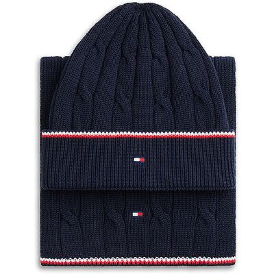 Tommy Hilfiger Kinder Set 2-teilig Mütze und Schal dunkelblau B Tommy Hilfiger Kinder Set 2-teilig Mütze und Schal dunkelblau B
