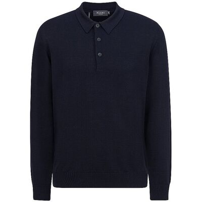 MAERZ Polo-Pullover blau 48 M MAERZ Polo-Pullover blau 48 M