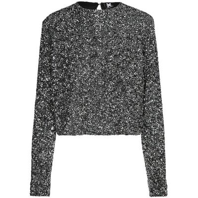 KARO KAUER Langarmshirt SEQUINS SILVER silber M W KARO KAUER Langarmshirt SEQUINS SILVER silber M W