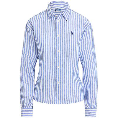POLO RALPH LAUREN Leinenbluse blau L W POLO RALPH LAUREN Leinenbluse blau L W