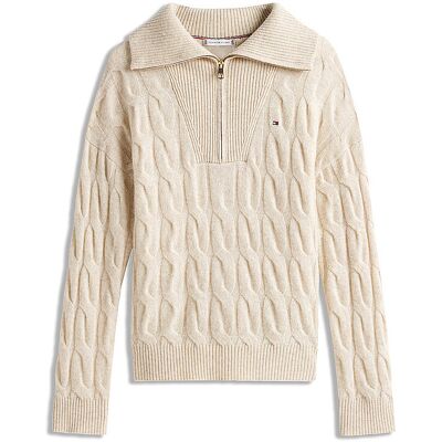 Tommy Hilfiger Troyer Pullover beige L W Tommy Hilfiger Troyer Pullover beige L W