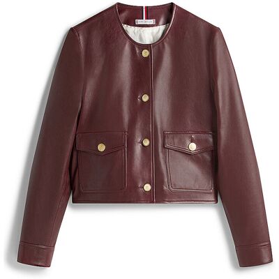 Tommy Hilfiger Lederjacke dunkelrot 40 W Tommy Hilfiger Lederjacke dunkelrot 40 W