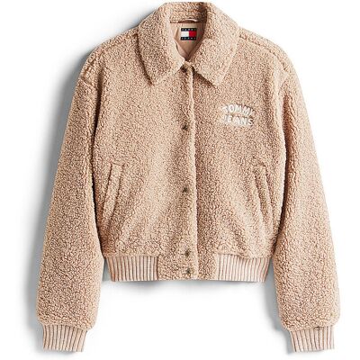 TOMMY JEANS Jacke in Felloptik beige L W TOMMY JEANS Jacke in Felloptik beige L W