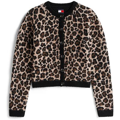TOMMY JEANS LEOPARD CARDIGAN braun L W TOMMY JEANS LEOPARD CARDIGAN braun L W