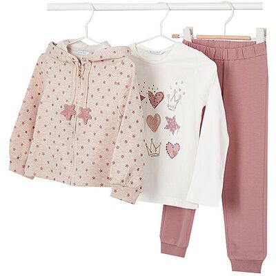 MAYORAL Mädchen Set 3-teillig Sweatjacke, Langarmshirt und Jogginghose rosa 128 B MAYORAL Mädchen Set 3-teillig Sweatjacke, Langarmshirt und Jogginghose rosa 128 B
