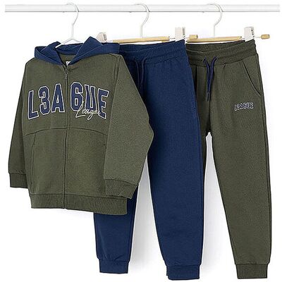 MAYORAL Jungen Set 3-teilig Sweatjacke und Jogginghosen olive 140 B MAYORAL Jungen Set 3-teilig Sweatjacke und Jogginghosen olive 140 B
