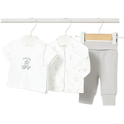 MAYORAL Baby Set 3-teilig Jacke, T-Shirt und Hose weiss 56 B MAYORAL Baby Set 3-teilig Jacke, T-Shirt und Hose weiss 56 B
