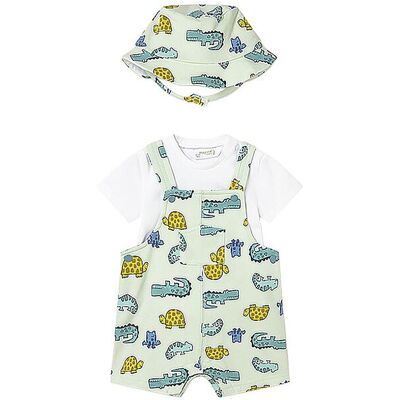 MAYORAL Baby Set 3-teilig T-Shirt, Latzhose und Haube hellgrün 74 B MAYORAL Baby Set 3-teilig T-Shirt, Latzhose und Haube hellgrün 74 B
