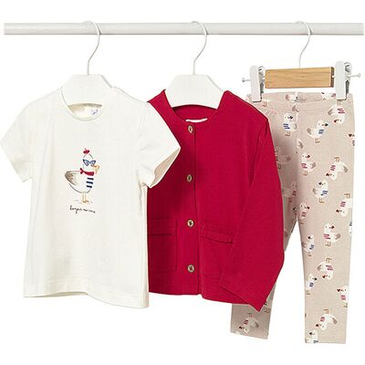 MAYORAL Baby Set 3-teilig Jäckchen, T-Shirt und Leggings rot 74 B MAYORAL Baby Set 3-teilig Jäckchen, T-Shirt und Leggings rot 74 B