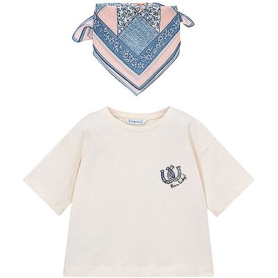 MAYORAL Mädchen T-Shirt mit Tuch creme 92 B MAYORAL Mädchen T-Shirt mit Tuch creme 92 B