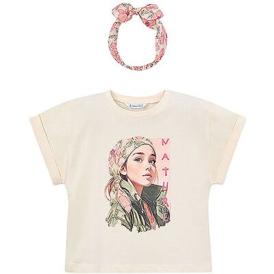 MAYORAL Mädchen T-Shirt mit Haarband creme 116 B MAYORAL Mädchen T-Shirt mit Haarband creme 116 B