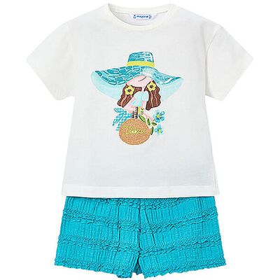 MAYORAL Mädchen Set 2-teilig T-Shirt und Shorts türkis 110 B MAYORAL Mädchen Set 2-teilig T-Shirt und Shorts türkis 110 B
